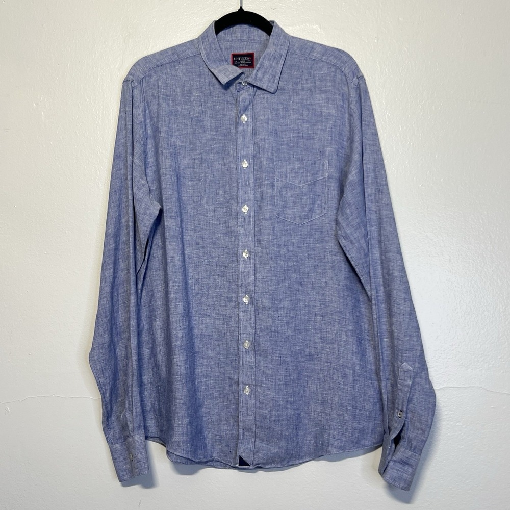 UNTUCKit Vin Santo WR Button Up Linen Shirt  Sz L Tall Slim Wrinkle Resistant